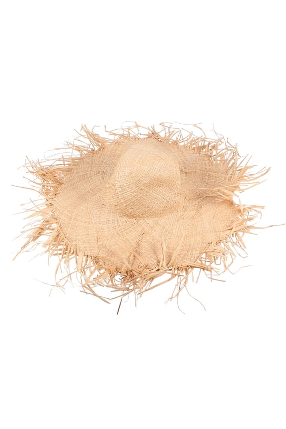 PartyKindom Beige Raffia Straw Cap for Beach and Daily Wear 1Pc