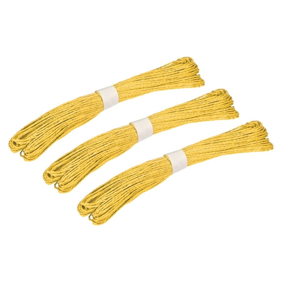 Raffia Stripes Paper Rope Dark Yellow, 31Yards Twisted Paper Craft String/Cord/Rope Handmade 3 Pack