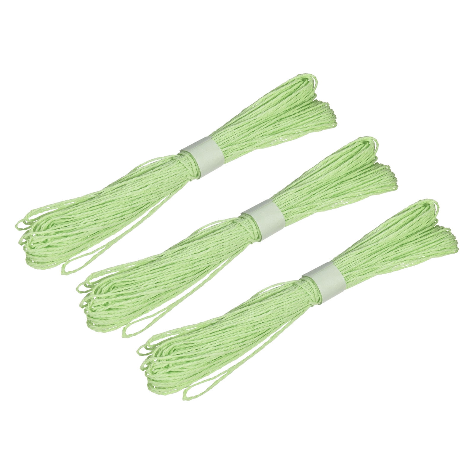 Raffia Stripes Paper Rope Fluorescent Green, 31Yards Twisted Paper