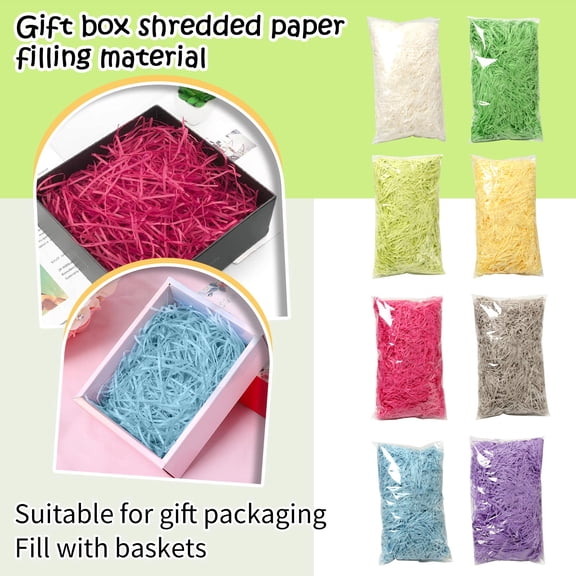 Raffia Wavy Shredded Paper Filler, 200g Easter Grass, Gift Box Shredded Paper Stuffing for Christmas Birthday Wedding Decoration, Gray
