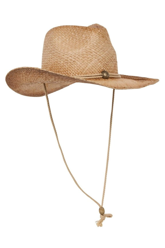 Raffia Western Cowboy Hat - Tea Stain
