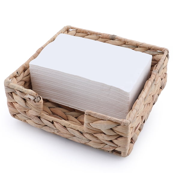 Raffia Woven Tissue Box Storage Baskets Square BurlyWood 190x190x67mm for DIY