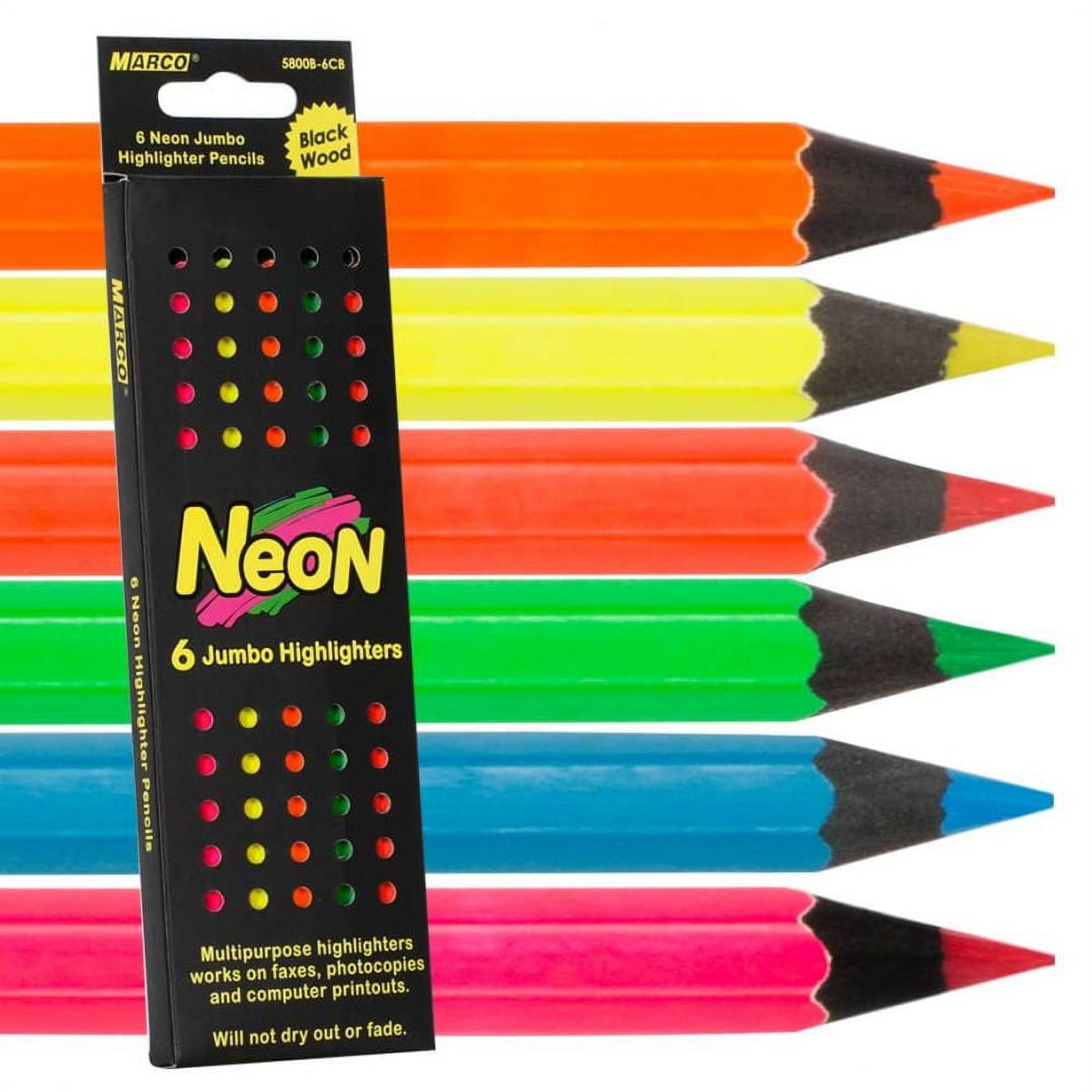 Raffine 6pc Jumbo Neon Colored Pencil Set, Break Resistant Artist Color  Pencils 