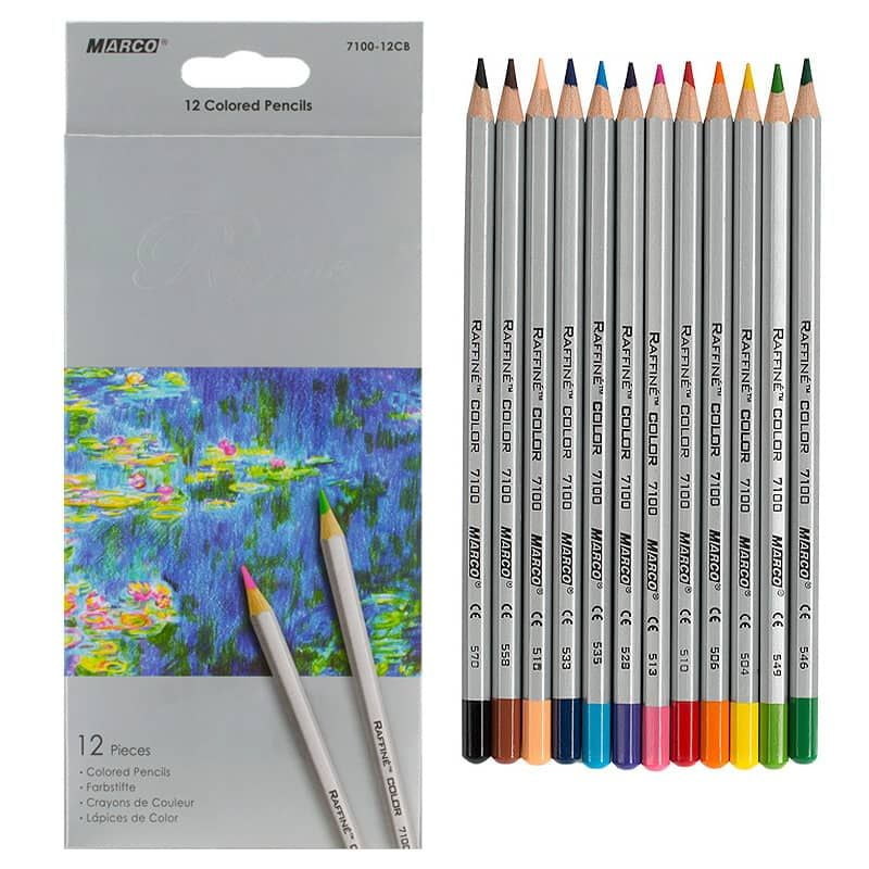 Raffine Color Pencil Set - Colored Pencils Extra Smooth and Break Resistant - Set of 12 Assorted Colors