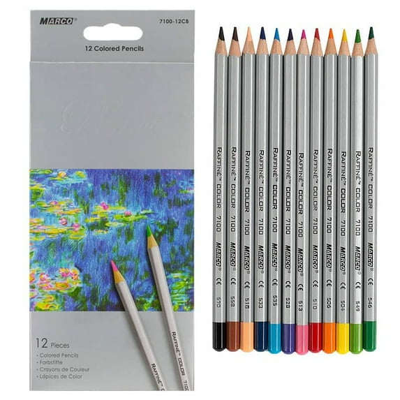 Raffine Color Pencil Set - Colored Pencils Extra Smooth and Break Resistant - Set of 12 Assorted Colors