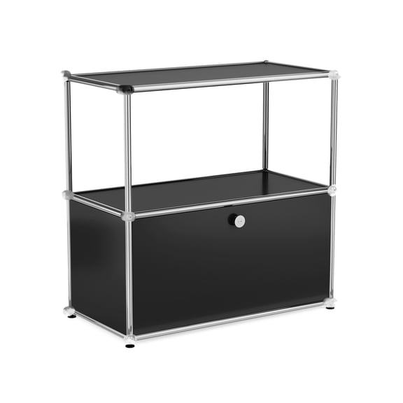 Raffle Pinker 2-Tier Metal Storage Cabinets with Door and Shelf,Freestanding Cabinets Steel Locker Organizer for Living Room,Black