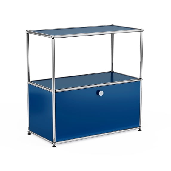 Raffle Pinker 2-Tier Metal Storage Cabinets with Door and Shelf,Freestanding Cabinets Steel Locker Organizer for Living Room,Blue