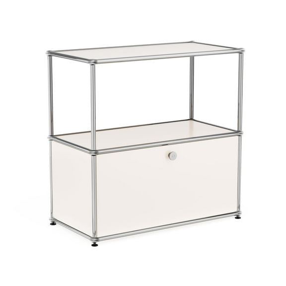 Raffle Pinker 2-Tier Metal Storage Cabinets with Door and Shelf,Freestanding Cabinets Steel Locker Organizer for Living Room,Kitchen,White