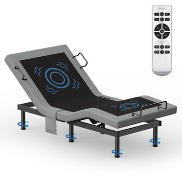 Raffle Pinker Adjustable Bed Frame Twin Size Power Bed Base Frame with Massage,Silent Dual Motors,Head & Foot Incline