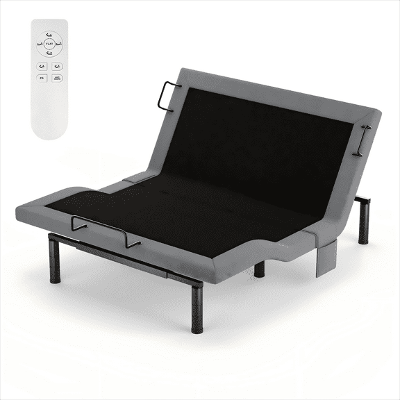 Raffle Pinker Adjustable Queen Bed Frame Electric Power Metal Bed Base,Remote Control,Head & Foot Incline,1000lb Support,Black