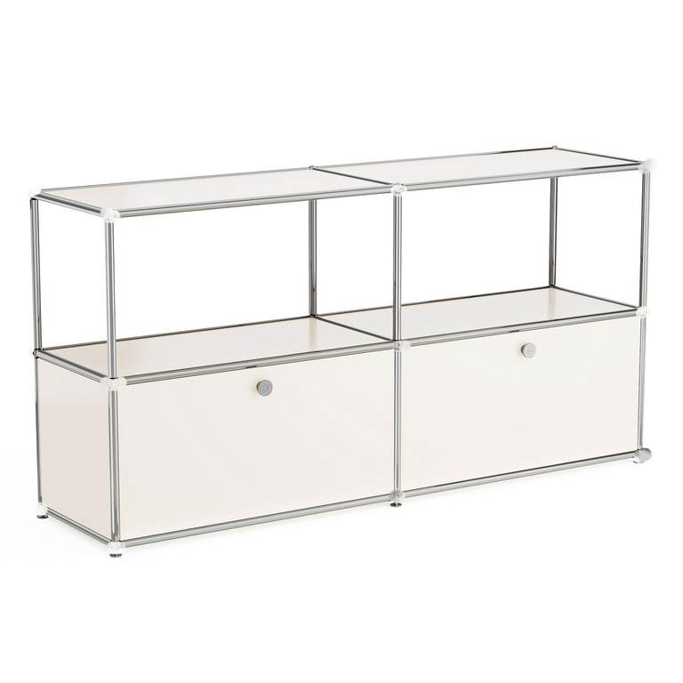 Raffle Pinker 2-Layer Metal Storage Cabinets with Doors and