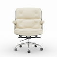 thumbnail image 1 of Raffle Pinker Genuine Leather Office Chair Executive Chair Ergonomic Desk Chair with Lumbar Support,Adjustable Swivel, White, 1 of 11
