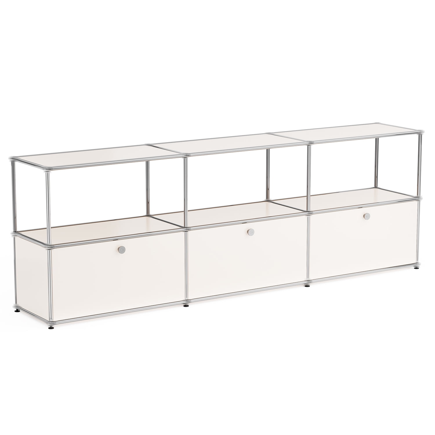 Raffle Pinker Metal Storage Cabinets with 3 Doors and Shelves Tall Steel Lockers Accent Storage Organizer for Living Room,White
