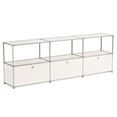 thumbnail image 1 of Raffle Pinker Metal Storage Cabinets with 3 Doors and Shelves Tall Steel Lockers Accent Storage Organizer for Living Room,White, 1 of 8