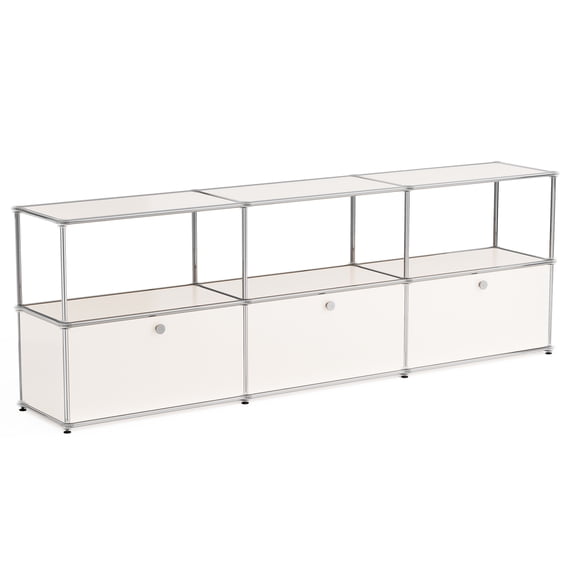 Raffle Pinker Metal Storage Cabinets with 3 Doors and Shelves Tall Steel Lockers Accent Storage Organizer for Living Room,White
