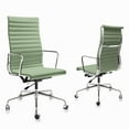 thumbnail image 1 of Raffle Pinker Ribbed Genuine Leather Office Desk Chair High Back Executive Conference Room Chair Adjustable Computer Chair Swivel Chair with Arms for Home Office, Green, 1 of 11