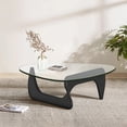 thumbnail image 1 of Raffle Pinker Triangle Glass Coffee Table End Table with Solid Black Base Tempered Glass Coffee Table for Living Room, 1 of 9