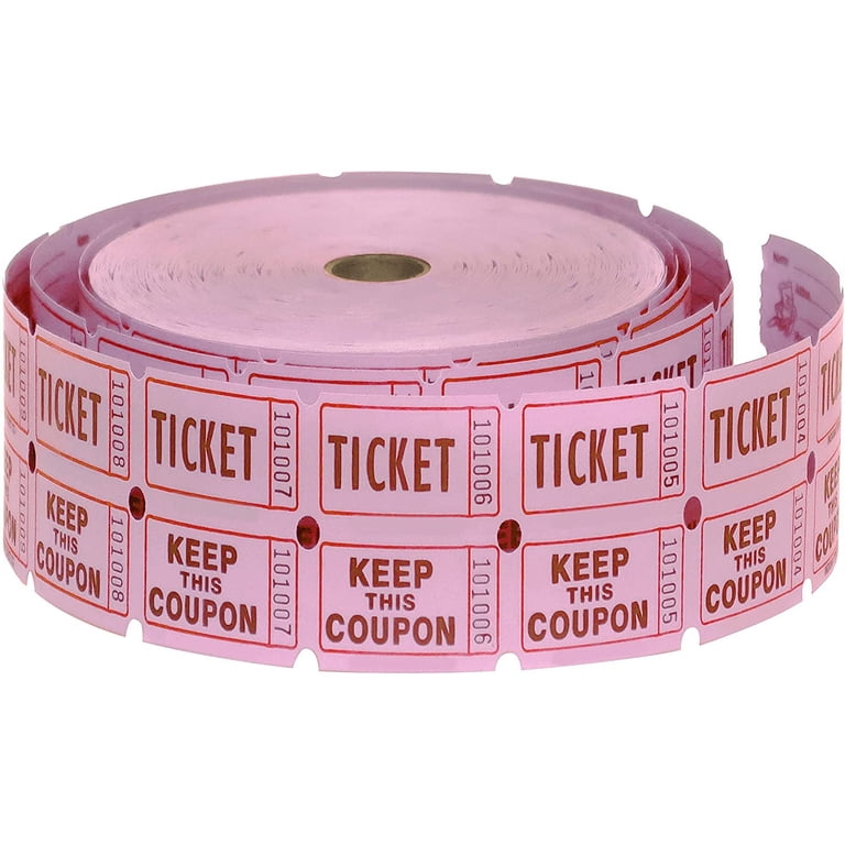 Walmart Raffle Ticket: Pink Double Roll of 2000 Tickets, Stub 