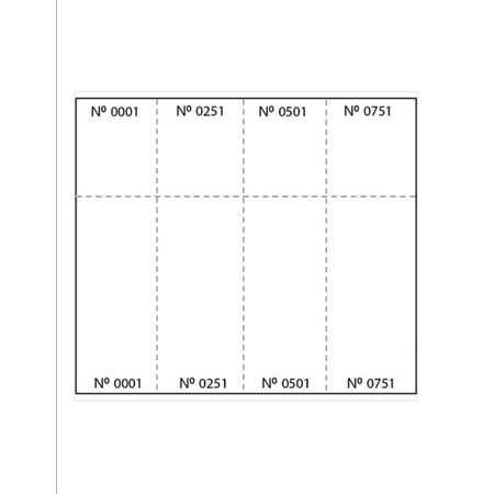 Raffle Ticket Sheets, 8.5" x 11" (4 Tckts Ea, 401-800), White Vellum- 100 Sheets