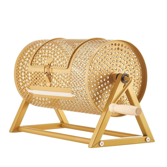 Raffle Ticket Spinner, 11.6" x 6.6" Holds 2500 Tickets or 100 Ping Pong Balls, Raffle Drum Lottery Spinning Cage with Reinforced Handle, Stable Triangular Stand, for Events and Gatherings, Gold