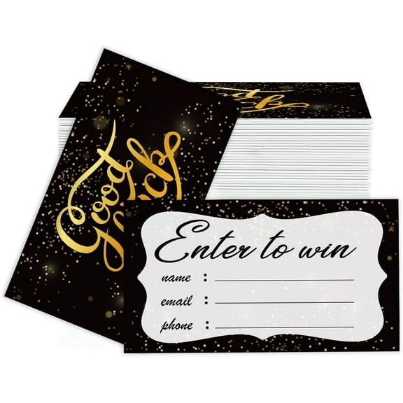 Raffle Tickets Black Gold Enter to Win Tickets Cards 2" x 3.5" Lucky Draw Tickets for Raffle Fair Carnival Entry Form Cards with Space (60 Pack)
