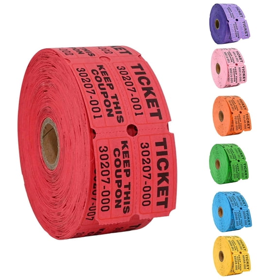 Raffle Tickets Double Roll, 500 Pc, Perforated Paper, Keep This Coupon Tickets, Numbered Event Tickets, County Fair Gatherings, Orange Hue, Single Roll