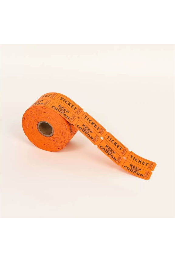 Raffle Tickets Double Roll for Event Entry, 500 Count Tear-Off Coupon Tickets for Fundraisers and Carnivals, Sequential Numbered Tickets, Multi-Color Orange