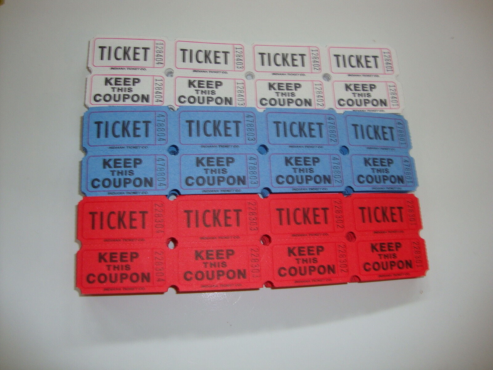 Raffle Tickets Red White Blue 50/50 Keep This Coupon Patriotic 100 of each