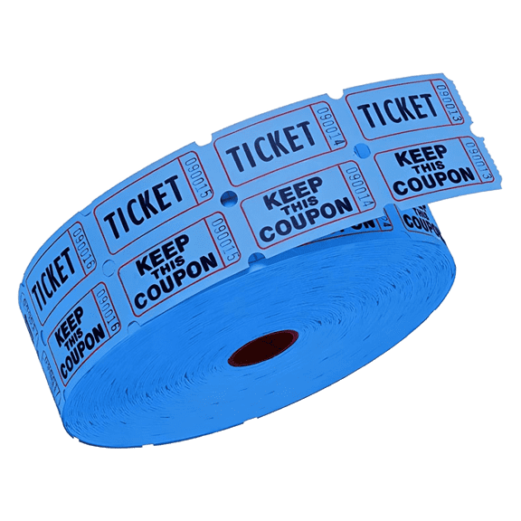 AB Max Double Raffle Tickets Roll 50/50 Blue Perforated 500 Pairs (1000 Total Stubs)