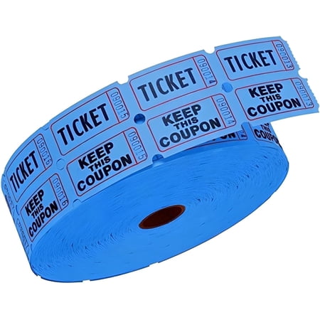 AB Max Blue 50/50 Double Raffle Tickets Roll - 500 Pairs (1000 Pcs) Perforated, Perfect for Carnivals, Fundraisers & Events
