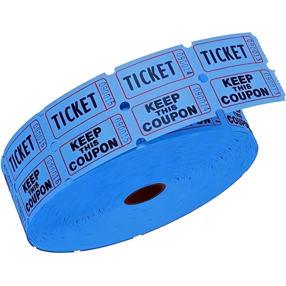 AB Max Blue 50/50 Double Raffle Tickets Roll - 500 Pairs (1000 Pcs) Perforated, Perfect for Carnivals, Fundraisers & Events
