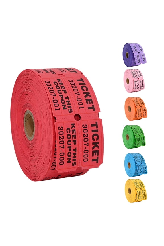 Raffle Tickets with Stub, Tickets for Events, Perforated Paper, Keep This Coupon Tickets, 500 Pc, Pink, County Fair Tickets, Charity Fundraiser, Group Entry Passes