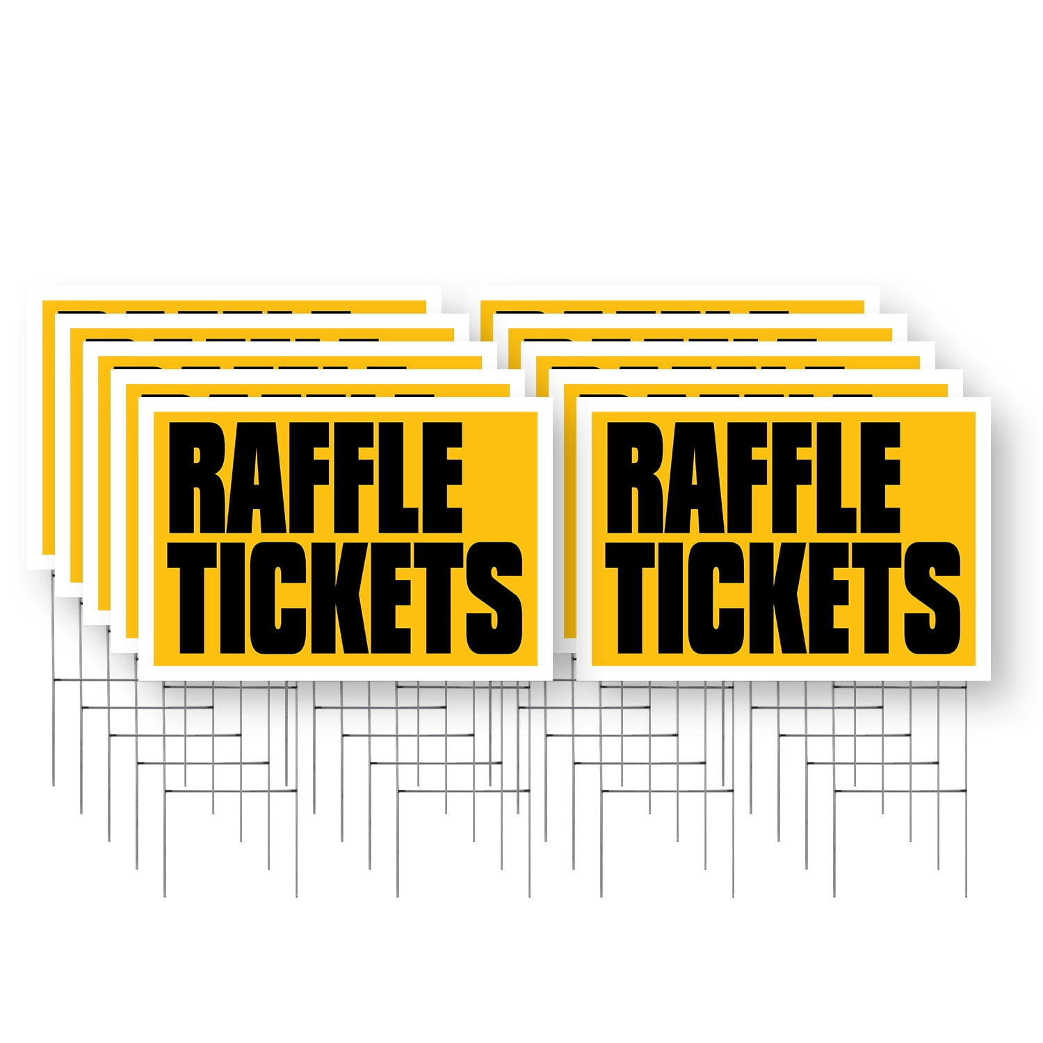 Raffle Tickets Yard Sign 10 Pack of 24 Inch x 36 Inch Double Sided ...