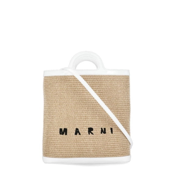 Marni Tropicalia Leather-Trim Tote, White