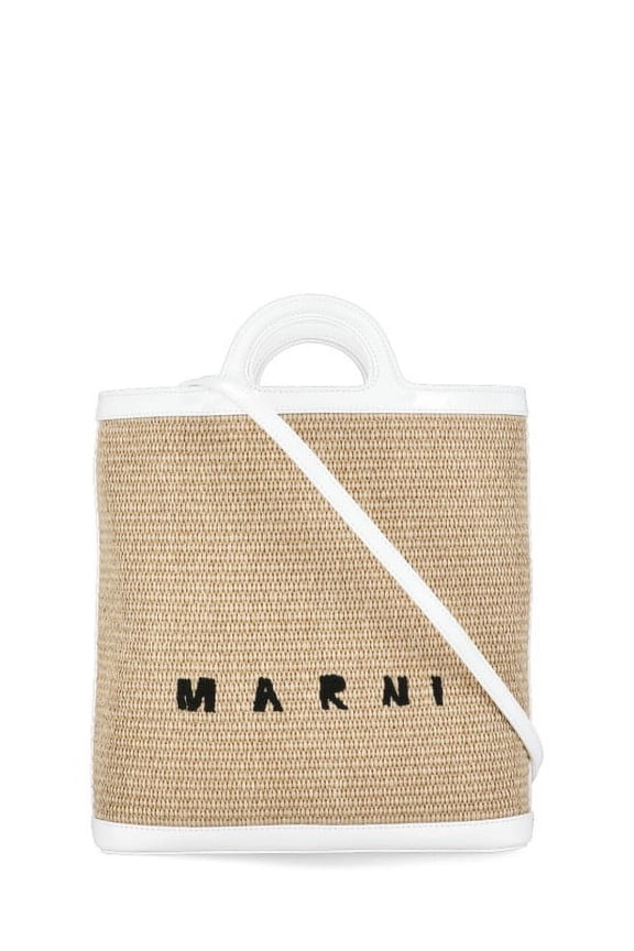 Tropicalia Leather-Trim Tote, White