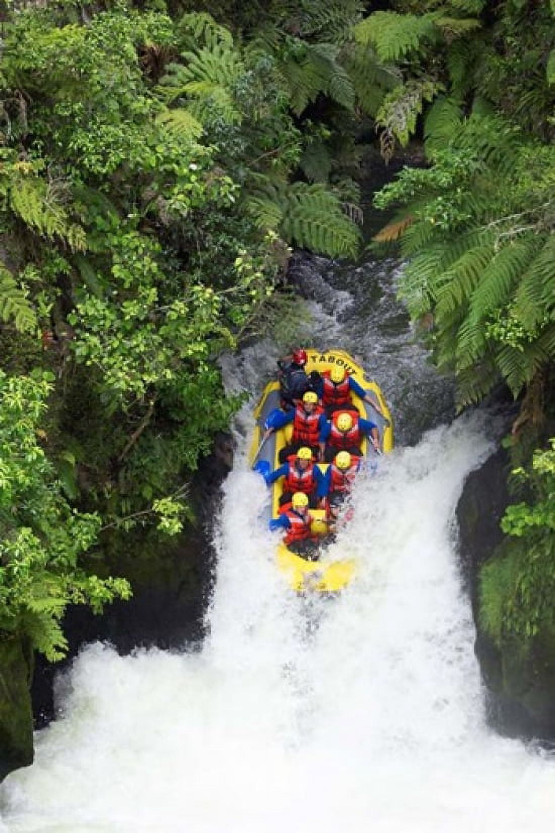 Raft Tuteas Falls Okere River near Rotorua New Zealand Canvas Art - David Wall DanitaDelimont (17 x 26)