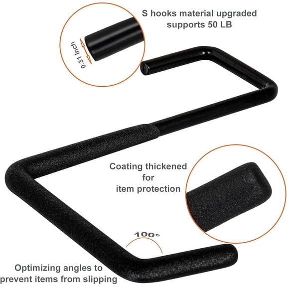 Rafter Hanger Hook 2 Pcs, Large S Hooks, Upgraded Fence Hangers, Ladder and Bike Hanging Hooks for Storage, Heavy Duty Garage Utility Rafter Hook for Hanging Hose, Plants, Chairs and More