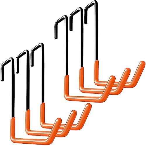 Rafter Hanger Large S Garage Hooks Bike Storage System Holder Organizer, with Non Slip Coating, for Organizing Hanging Basket, Ladders,Bicycle Wheel,Ropes and Bulk Items (6Pack, Orange)