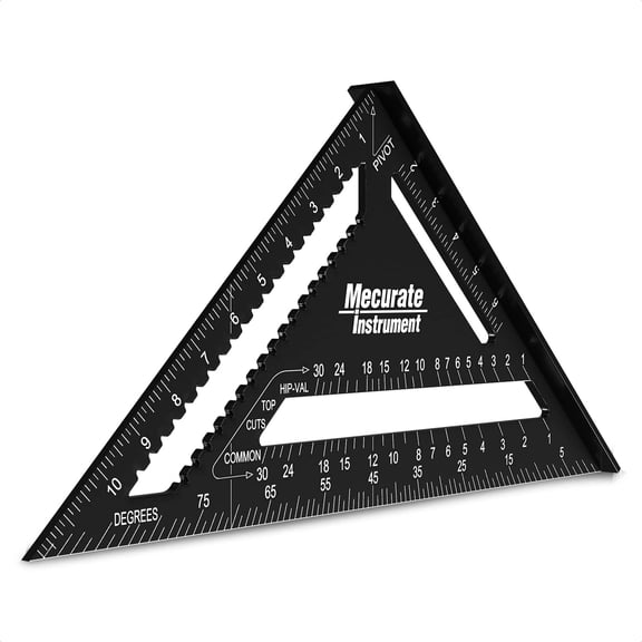 Rafter Square, 12 inch Triangle Carpenter Square Die-cast Aluminum for Woodworking and Carpentry