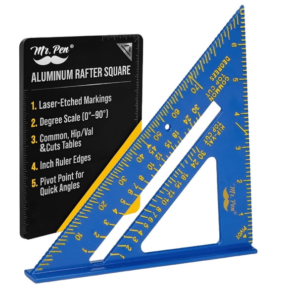 - Rafter Square, 7 Inch, Blue, Aluminum Alloy, Triangle Ruler for Roofing, Framing, Woodworking and Accurate Angle Layouts