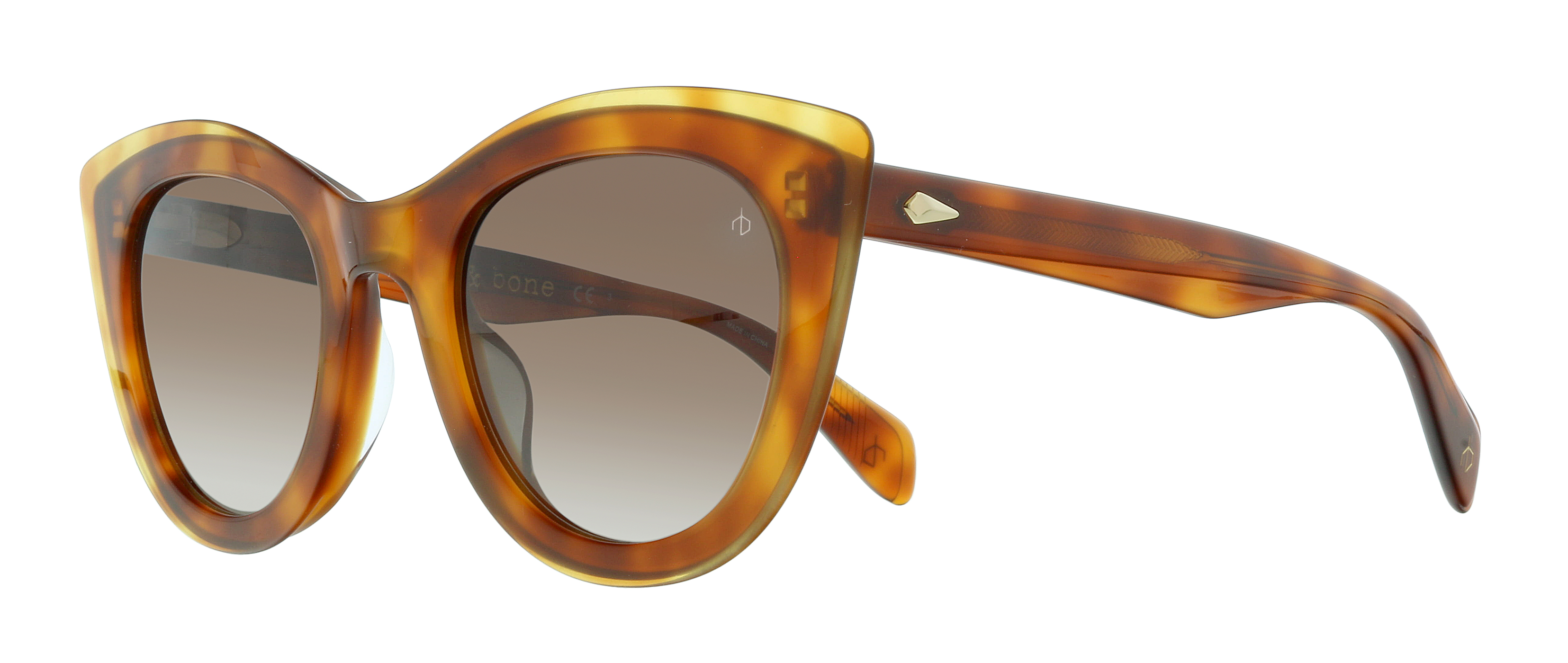 Rag & Bone Havana Sunglasses Rag&Bone RNB1046/G/S Cat Eye Sunglasses Tortoise Havana Gold  main image 2