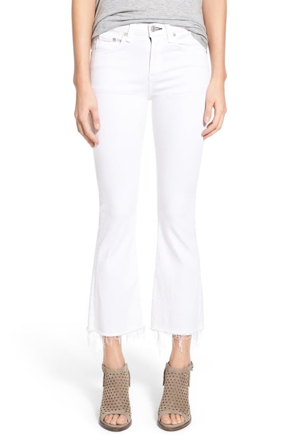 Bright White Crop Flare Jeans (28)