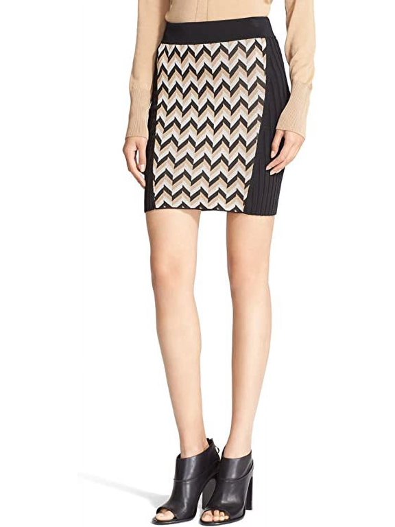 'Elaine' Chevron Inset Knit Skirt, Medium