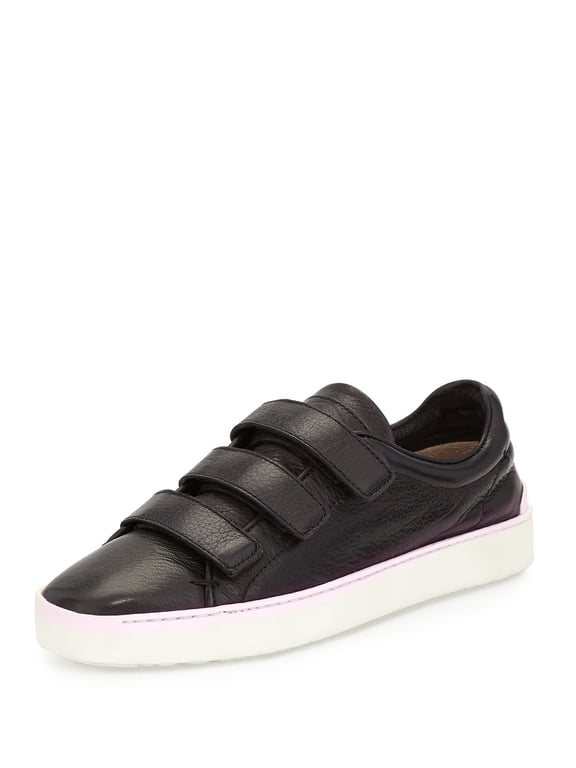 Men's Kent Black Leather Velcro Sneakers (41)