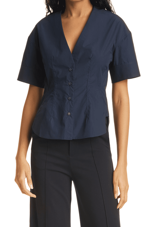 NIGHT BLUE Women's Victorine Front Button Shirt, US Large