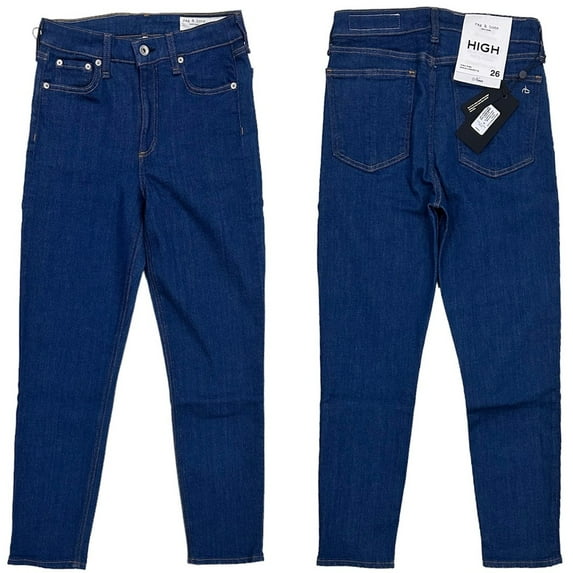 Rag & Bone New York Women's Nina High Rise Ankle Cigarette Stretch Indigo Jeans (26, Indigo)