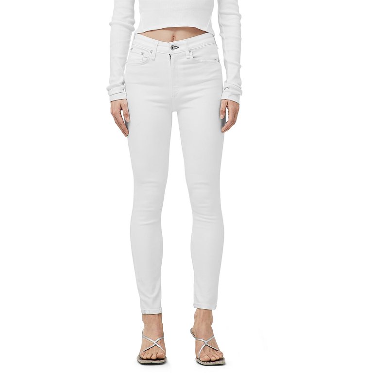 574.Stretch white denim pants