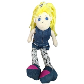 Rag Chicks Plush Cloth 14" Rag Doll, Blonde with Denim Outfit, Becka