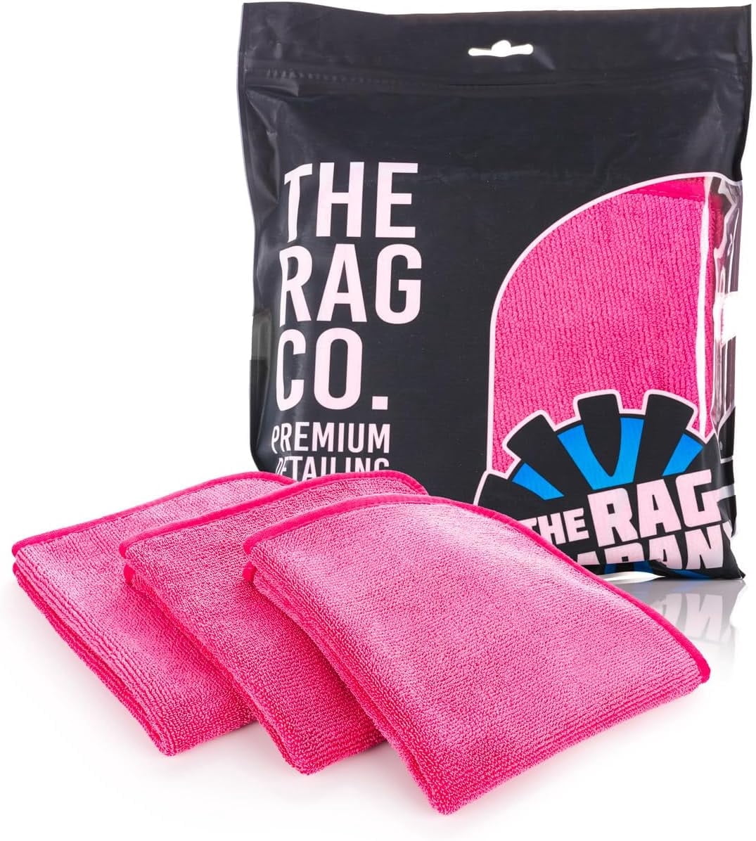 The Rag Company – Premium FTW – Microfiber Cleaning Towels for Glass, Windows, Mirrors & Polished Surfaces, Streak-Free, Scratchless, 16in x 16in, Pink, 3-Pack