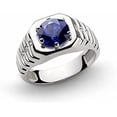 thumbnail image 1 of Rag Jewels 1.20 Ct Round Cut Blue Sapphire Wedding Engagement Band Pinky Ring 14K White Gold Plated 925 Sterling Silver For Men's -8.5, 1 of 3